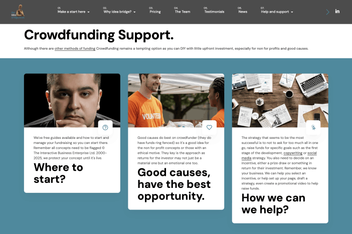 Crowdfunding Support page